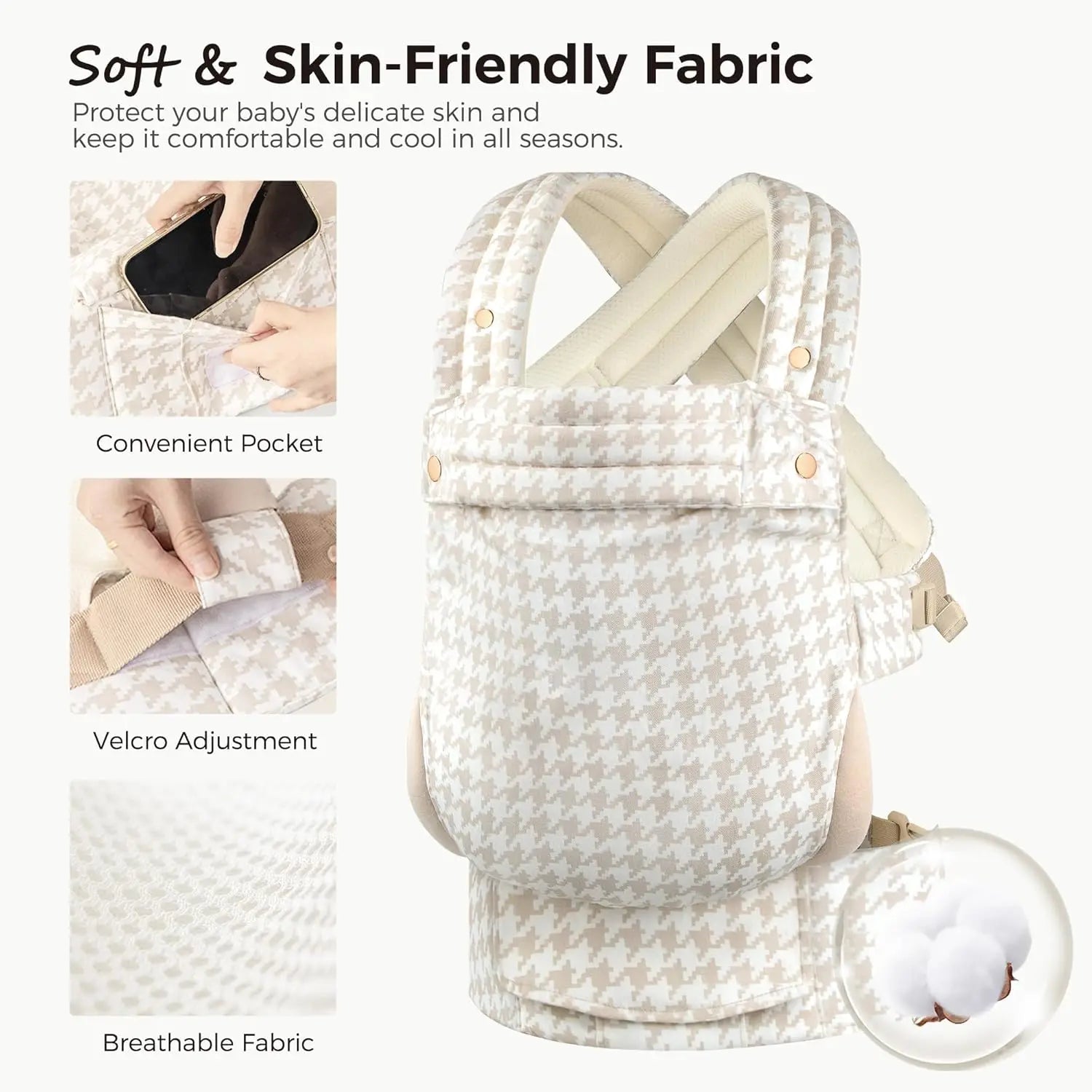 Ergonomic Baby Carrier for Newborns and Toddlers – Breathable Cotton-Linen Design