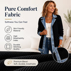 Seasonal Style🛍️Women’s Elegant Denim Spliced Ribbed Knit Coat