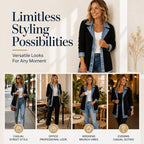 Seasonal Style🛍️Women’s Elegant Denim Spliced Ribbed Knit Coat