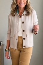 Casual Lapel Pocket Solid Color Jacket