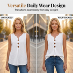 👗🌿☀️ Women's V-Neck Sleeveless Cotton Linen Vest – Breathable, Soft & Lightweight – Perfect for Layering or Wearing Alone on Warm Days 🌸🍃